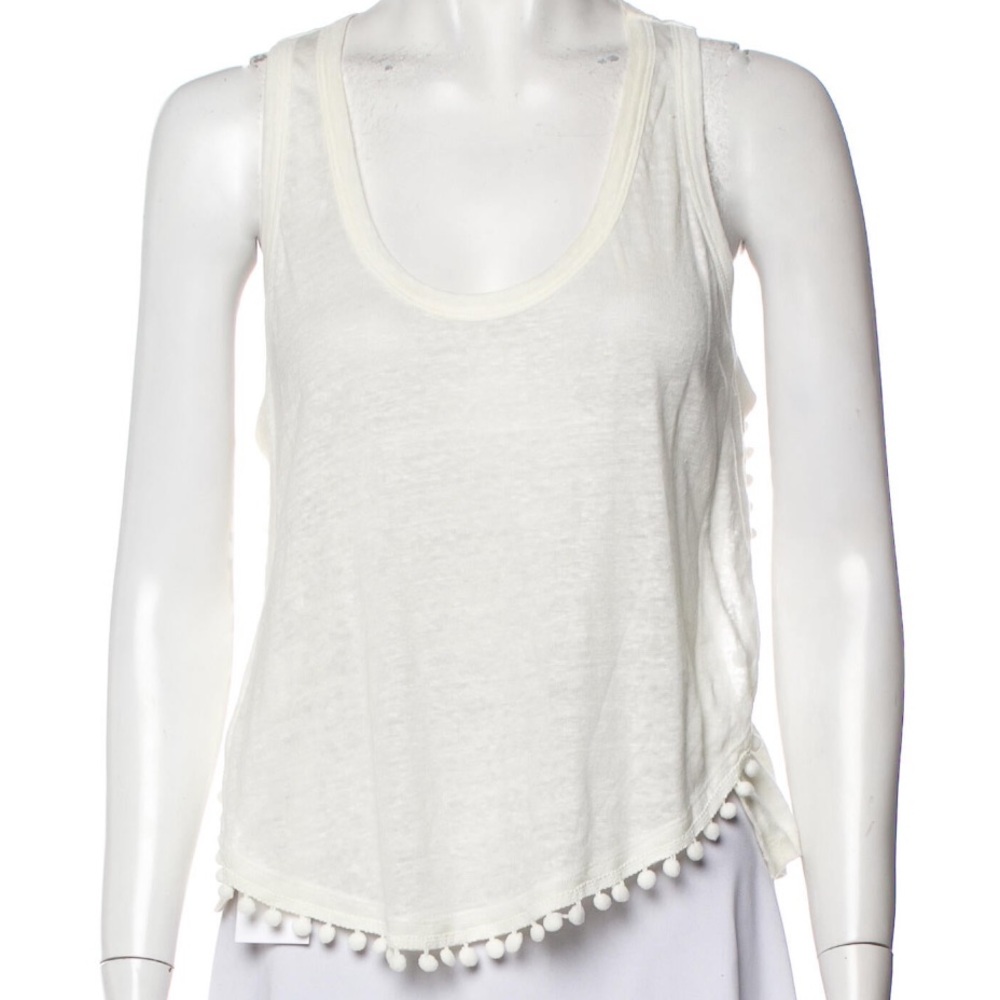 10 Crosby Derek Lam Cream Pom-Pom Tank Top